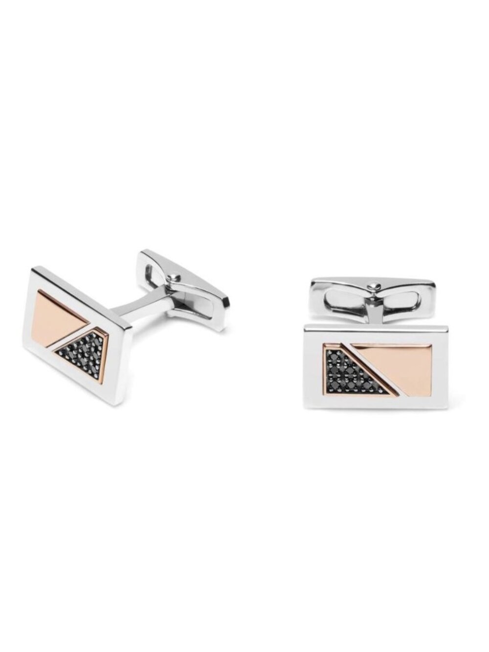 BARAKA Men's Cufflinks White and Rose Gold 750% - Black Diamonds PS311001RODN